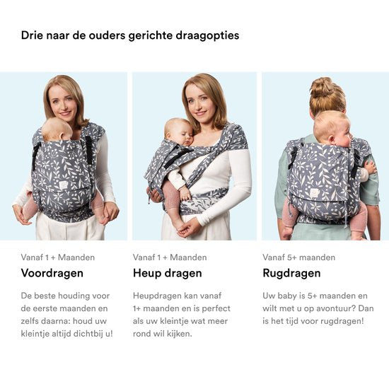 Stokke Limas Carrier Plus, Floral Beige - Version 2023 (OCS) - Porte-bébé à demi-boucle - Trois positions de portage - Convient aux bébés de 1 mois/4 kg à 18 kg