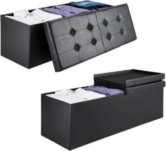 Banc Casaria avec rangement - 80x40x40cm 100L Faux cuir - Noir