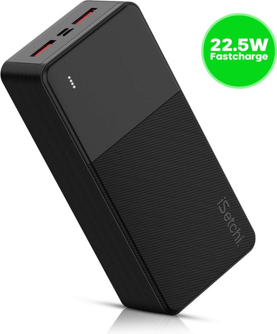 iSetchi BoostMax - Powerbank universel - 30000 mAh - Batterie externe - Pack d'urgence - USB-C & Micro USB - Chargeur portable - Charge rapide 22,5W - Noir