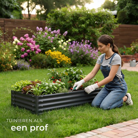 Jardinière surélevée tectake® - 120 x 60 x 30 cm - 200 L - Jardinières d'extérieur - Bac de culture - Bac potager - Acier galvanisé - Fond ouvert - Jardin d'herbes aromatiques - Bac de jardin - Ergonomique