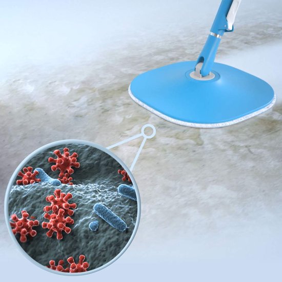Système de nettoyage Livington Clean Water Spin Mop à eau claire, avec nettoyant et tampons inclus - sépare l'eau sale de l'eau propre - Balai à franges adapté à tous les types de sols - Tête pivotante à 360° - Édition vente par correspondance