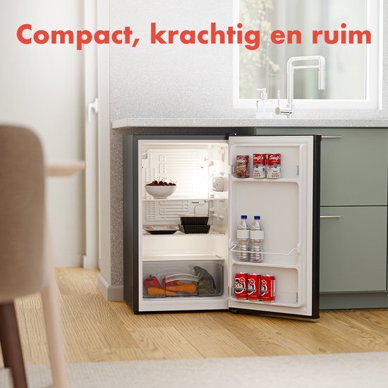 KitchenBrothers Réfrigérateur de table - 88L - Freestanding - Noir - Mini Frigo compact avec étagères réglables