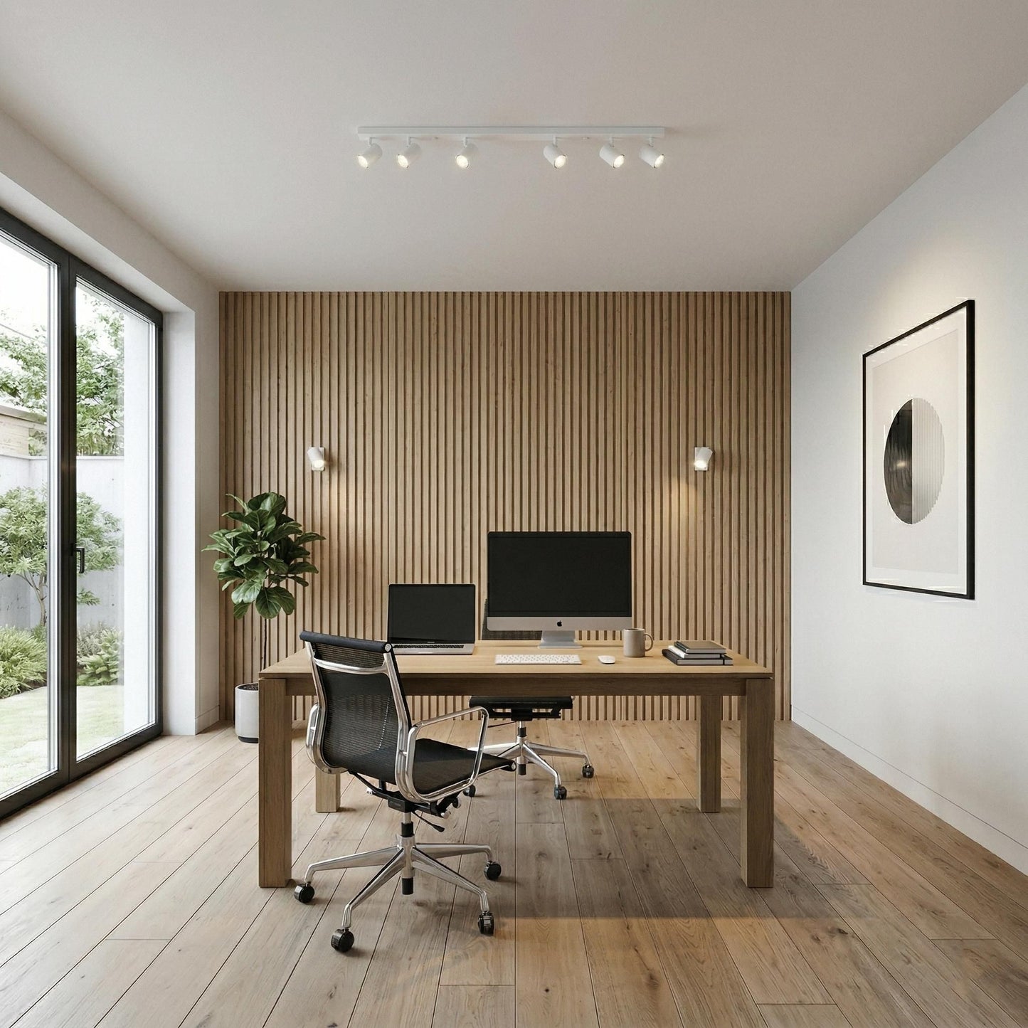 Spot de plafond MasterLED Richi à 6 lampes, blanc, GU10 - Orientable et inclinable - 125,5 x 5,5 x 14,8 cm