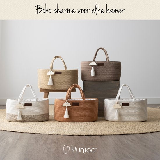 Yunioo Sac à couches et panier à langer │ Panier à couches pour accessoires de chambre de bébé │ Organisateur de couches │ Panier de rangement pour chambre de bébé │ Cadeau de maternité douche de bébé │Corbeille à jouets │ Crème