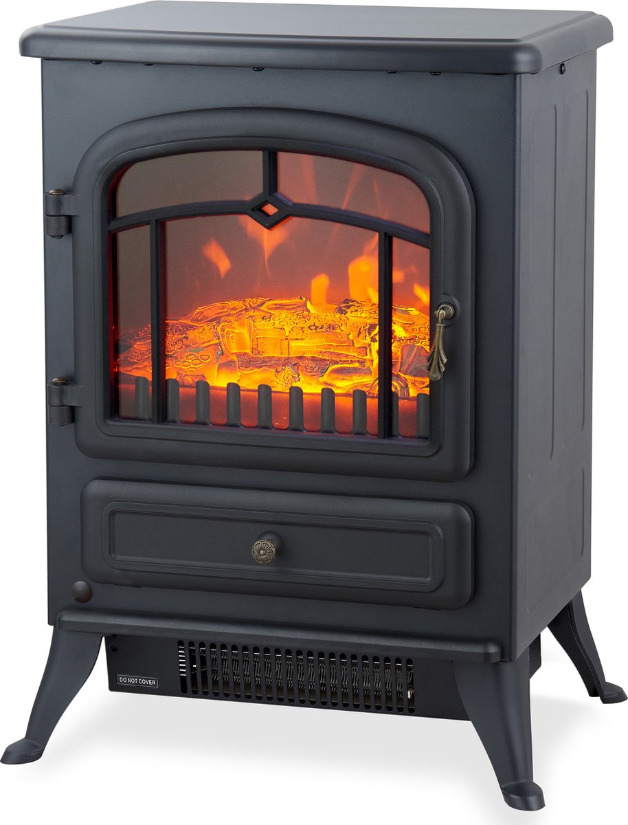 Cheminée électrique d'ambiance MOA - ES180 - Freestanding - 1800W - Effet de flamme réaliste - Noir