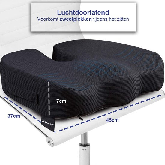 Coussin d'assise étanche - Coussin d'assise orthopédique avec bande - Coussin rebondissant pour siège douloureux - Coussin coussin ergonomique - Siège d'appoint voiture - Siège d'appoint - 45cm