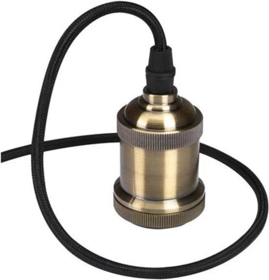 Vellight, Lampe suspendue rétro avec câble textile, 104 cm, réglable, douille E27, couleur bronze, incl. couvercle assorti