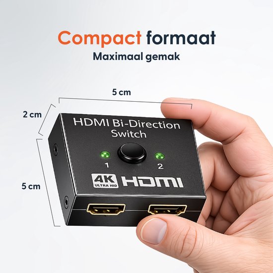 Skoov Commutateur HDMI 2 in 1 out - Plug & Play - Dolby / 3D - Répartiteur - 4K - 60HZ - Premium - Universel - Jeu - TV - Extender - Accessoires