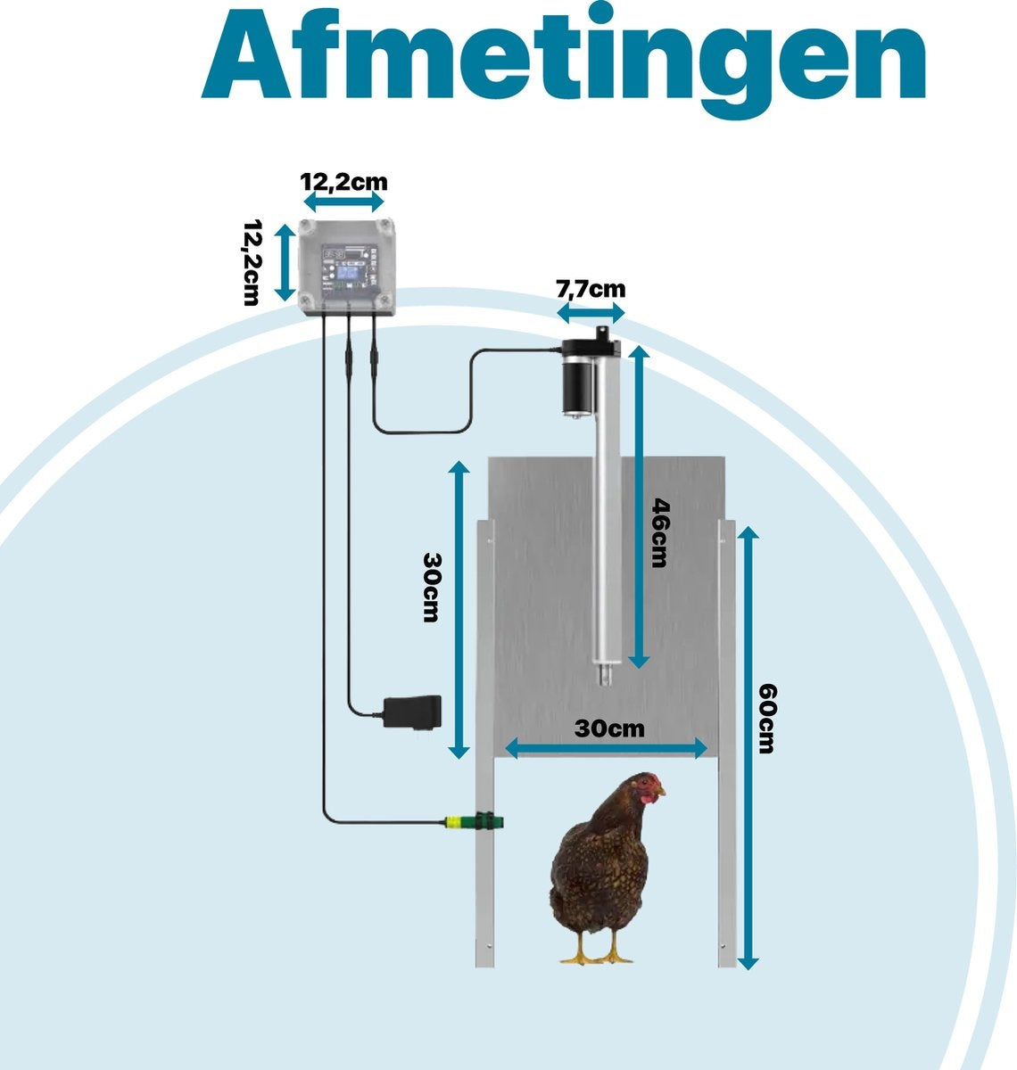 Kit d'ouvre porte automatique poules - Avec capteur infrarouge - Trappe automatique pour poulets - Résiste aux Prédateurs - Ouvreur de poulailler pour poulets