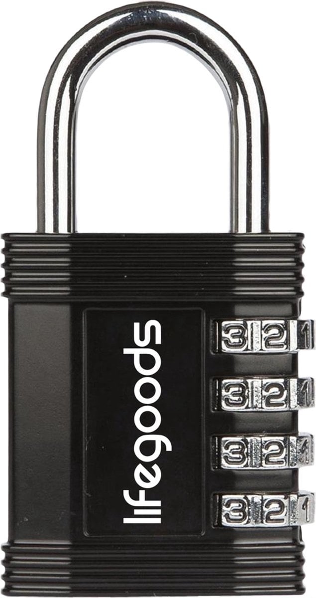 Cadenas LifeGoods - serrure à chiffres - 4 chiffres - résistant aux intempéries - noir
