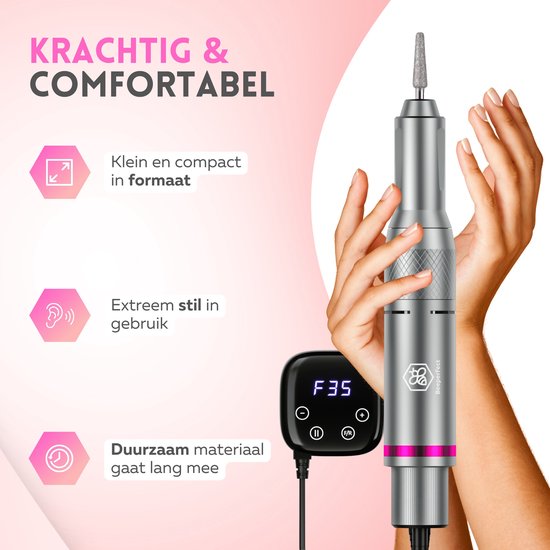 Beeperfect - Lime à ongles électrique avancée - Moulin à ongles - Ensemble manucure et pédicure - 35 000 tr/min - 26 embouts et 66 rouleaux de ponçage