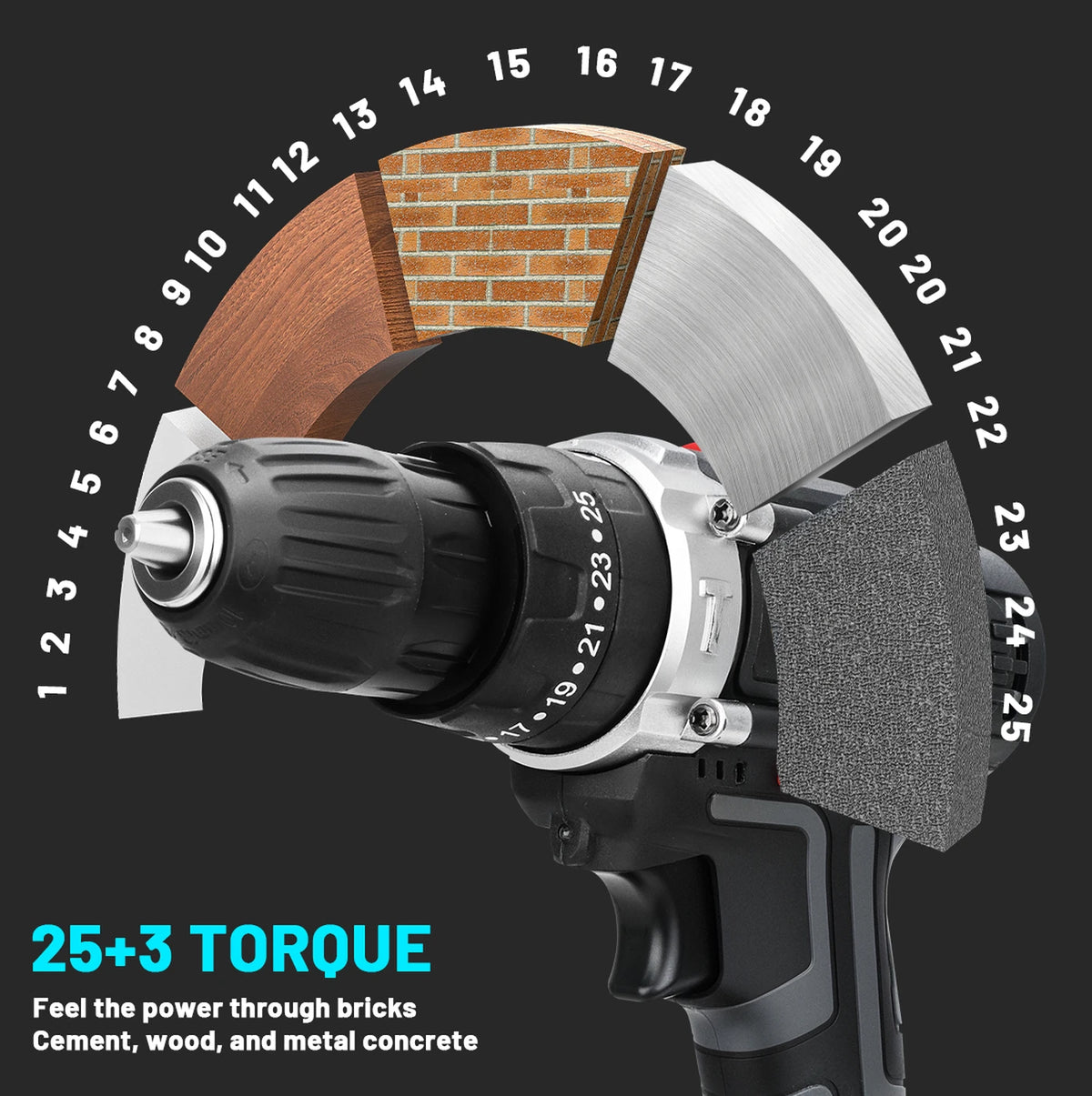 Perceuse sans fil Gisam 21 V - Visseuse sans fil avec fonction percussion