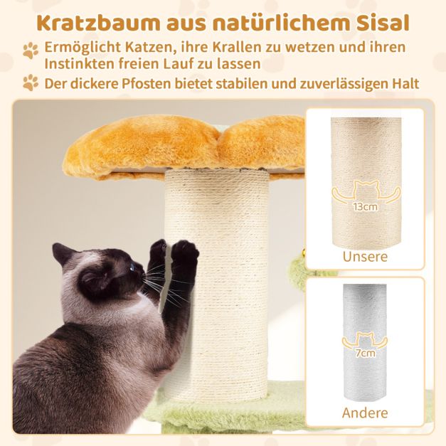 Arbre à chat Coast Flower - Petit griffoir avec siège en peluche 40 x 40 x 69 cm - Jaune