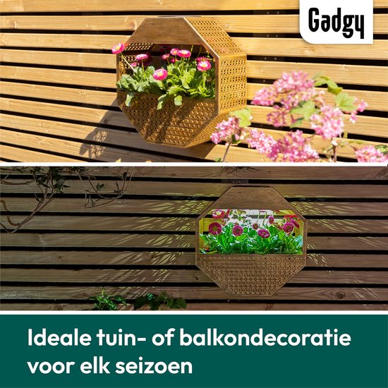 Gadgy Solar - Applique murale Gadgy Solar avec jardinière – Éclairage de jardin à énergie solaire – Lampe d'extérieur à LED – 30 x 30 cm – Jardinière noire