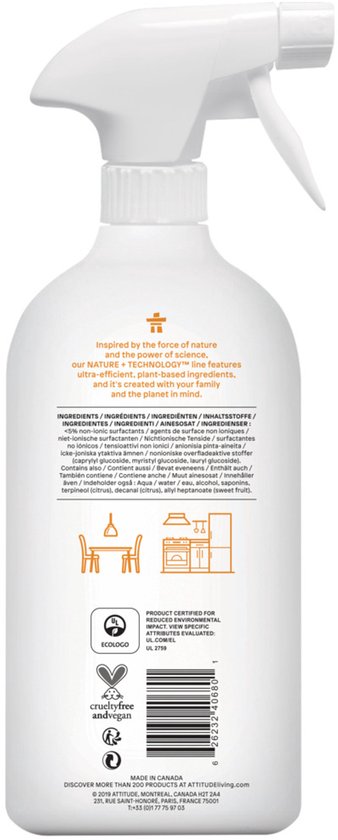 ATTITUDE Nettoyant pour cuisine en spray ECO - durable