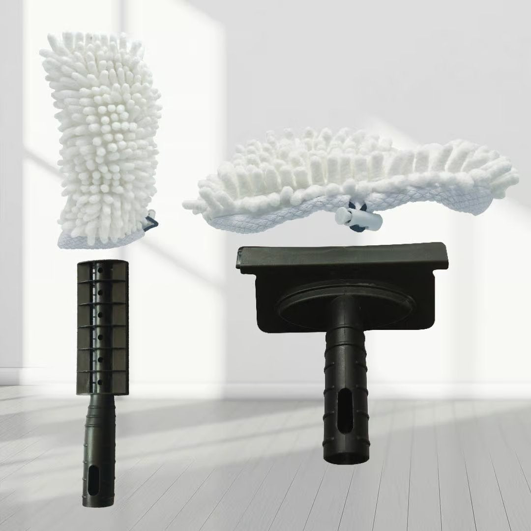 Kit Livington Steam Twister Pro - Grande buse pour surfaces délicates - Nettoyeur de vitres inclus - Tampons en microfibre lavables