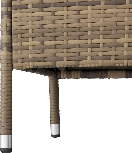 Banc de jardin en osier avec table, Tectake, banc 2 places, 131x61x82 cm, balcon et terrasse, Avec coussin d'assise, naturel/gris foncé, poly-rotin