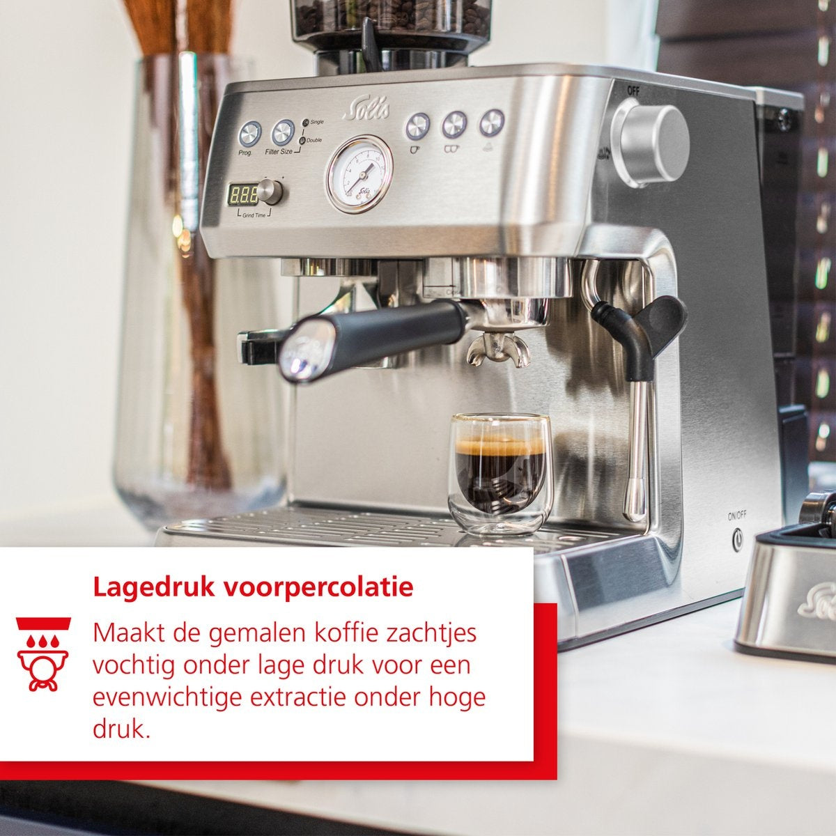 Machine à espresso avec moulin à café antistatique - Solis Grind & Infuse Perfetta 1019 - Argent