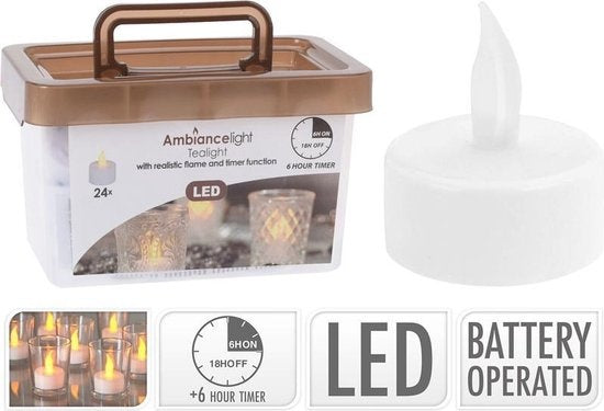 Theelichtjes LED - Box met 72 stuks INCLUSIEF batterij EN Timer