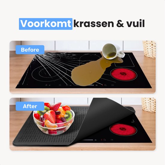 LUFT Induction Protector - Résistant à la chaleur jusqu'à 280 ºC - Protège-plaques - Plaque de cuisson - Mate - 71×52 - Convient à la fonction booster - Protège-plaques de cuisson - Noir