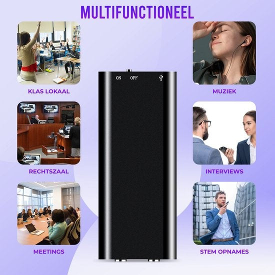 Garpex® Dispositif d'écoute USB - Enregistrement d'écoute - Enregistreur d'espionnage - Dictaphone - Voix - Grande capacité de stockage - 16GB