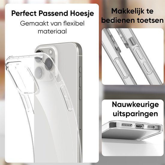 Phone Case Transparent Fit Iphone 15 Pro Case Transparent With Screen Protector Protective Glass