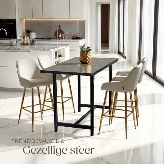 tectake® - Lot de 2 tabourets de bar Avane - Tabouret de bar rembourré avec dossier - Tabourets de bar - Tabouret de bar ergonomique avec repose-pieds - Chaise de salle à manger avec revêtement en velours - Pieds robustes en acier avec protection antidéra