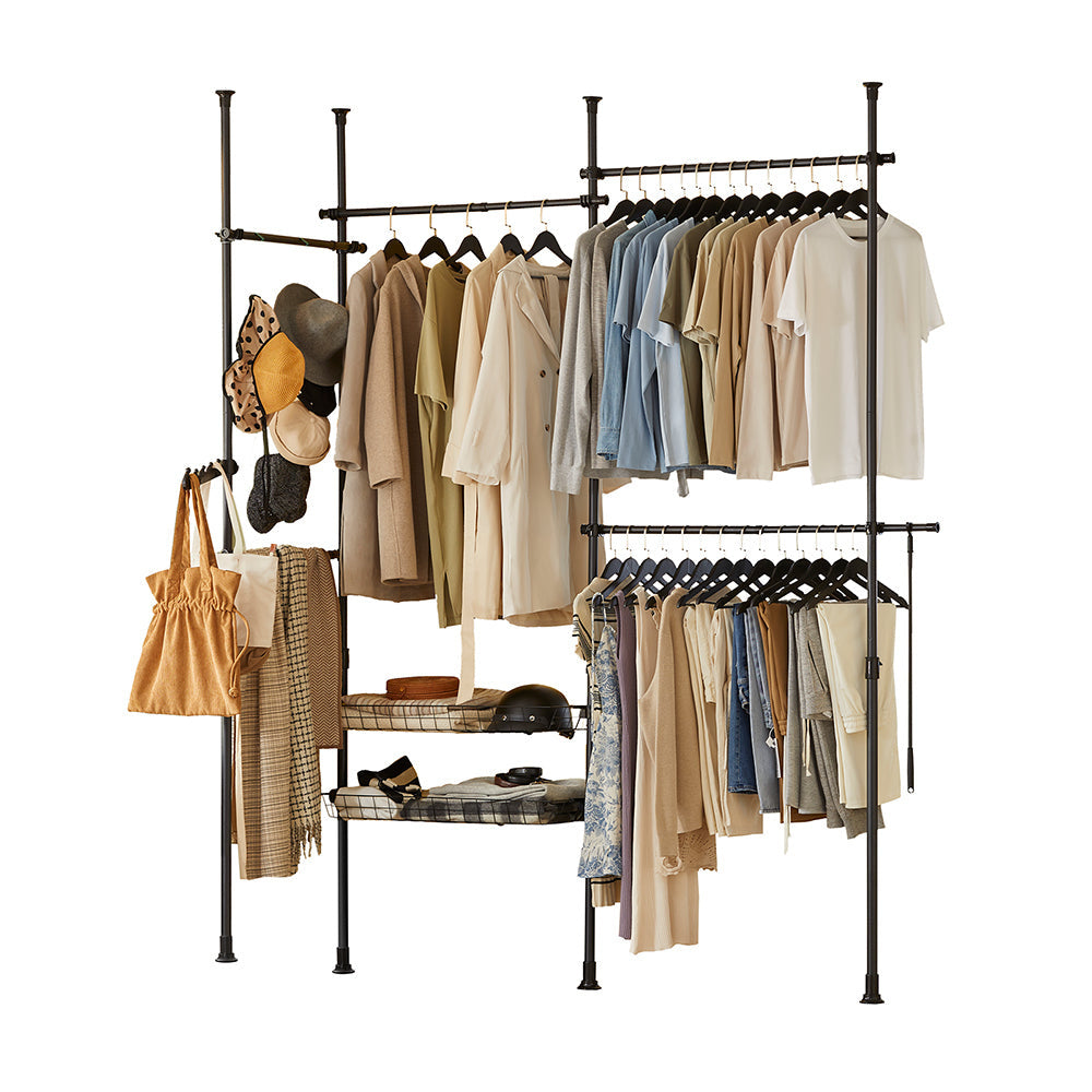 SoBuy KLS04 Porte-vêtements - 4 étagères - réglable - 305 x 5 x 270 cm - noir