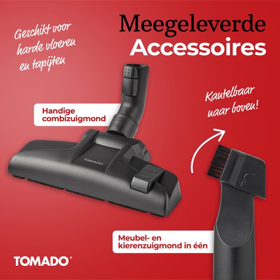Tomado TVC2001B - Aspirateur sans sac - 2 litres - Sans sac - Filtre HEPA 12 - Léger - Noir