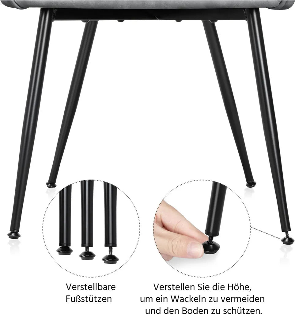 Yaheetech : lot de 2 chaises de salle à manger avec revêtement en velours et accoudoirs - Gris foncé - 57,5 x 58 x 86,5 cm