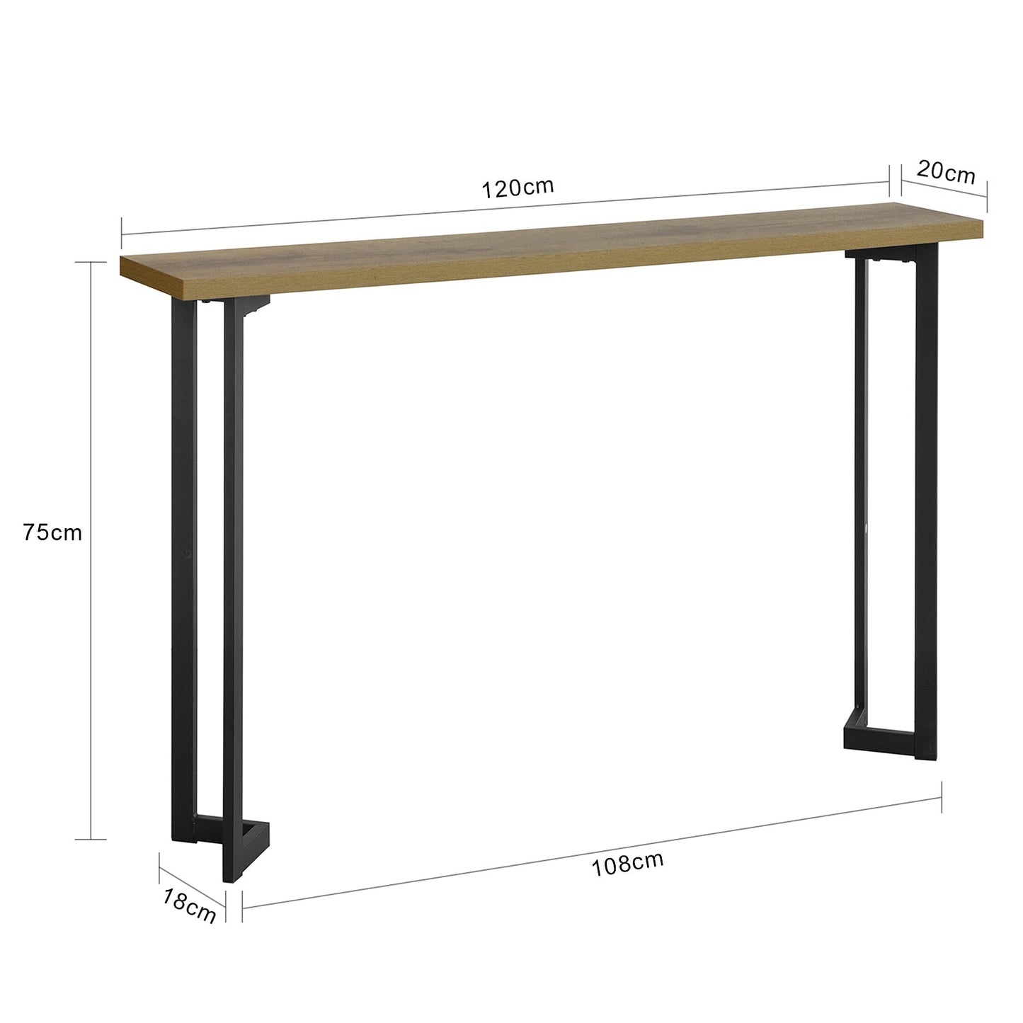 SoBuy Table d'entrée - Moderne - Max. 50 kg - 120 x 20 x 75 cm - Moderne