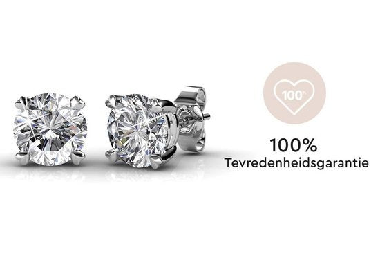 Yolora Boucles d'oreilles pour femmes - Cristaux ronds Kalpa Camaka - Argent - Plaqué or blanc 18K - Boucles d'oreilles pour femmes Argent - Boucles d'oreilles - Bijoux - Boîte cadeau de luxe - Boîte cadeau - Bel emballage cadeau - Cadeau de fête des mère