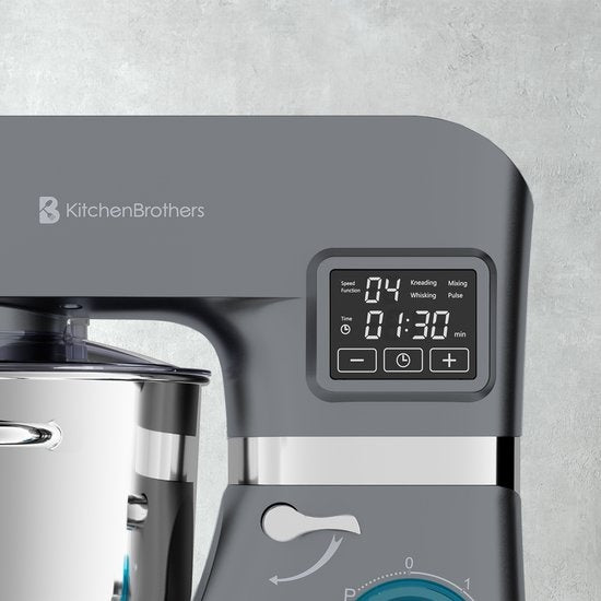 KitchenBrothers Robot de cuisine - Affichage et minuterie - Robot de cuisine - 6L - 1400W - Anthracite