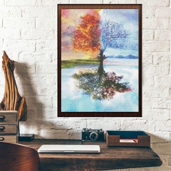 Rubye® Peinture au diamant adultes - Peinture au diamant enfants - Peinture au diamant paquet complet - Quatre saisons - 30x40cm