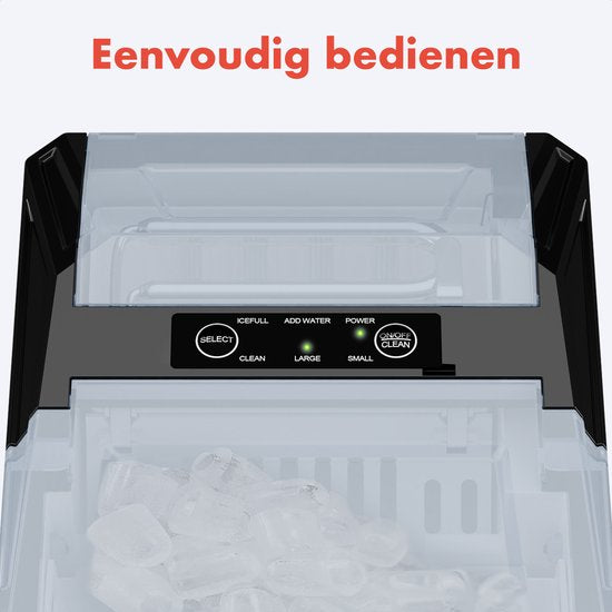 Machine à glaçons - KitchenBrothers - 1L - Fonction auto-nettoyante - 12kg/24 heures - Acier inoxydable