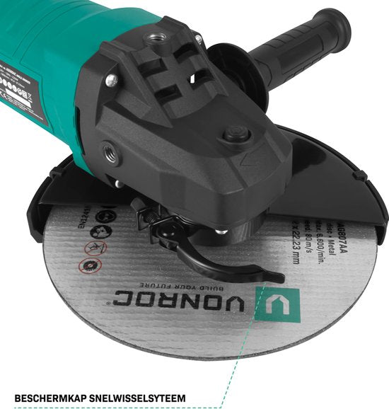 VONROC Meuleuse d'angle 2350W - Ø230mm - 5800 rpm - Avec poignée latérale pour droitier et gaucher - 3 mètres de câble en caoutchouc - excl. meule