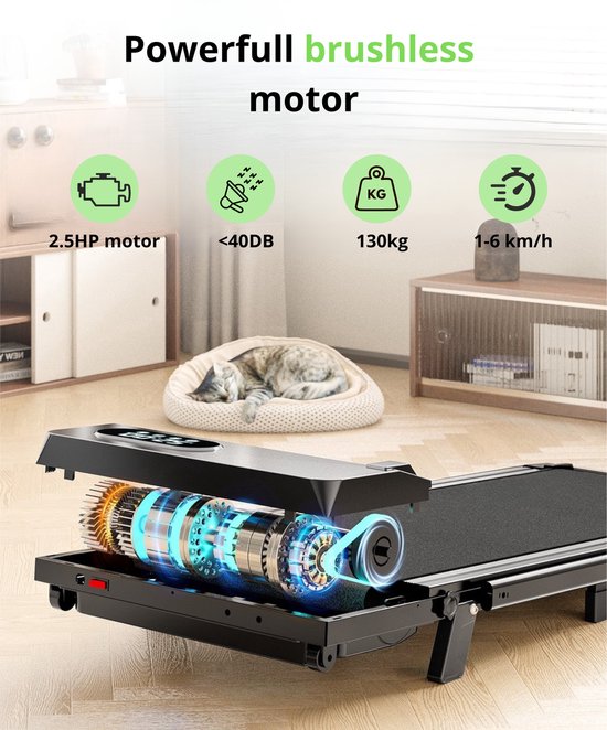 TibaGoods Tapis de course - 6km/h - Pour le bureau - Avec huile supplémentaire - Nouvelle version - jusqu'à 130kg