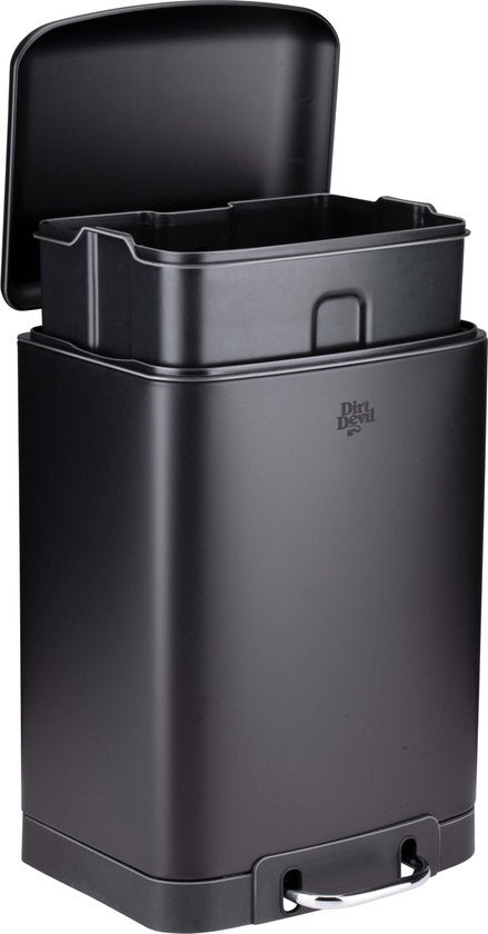 Dirt Devil Pedal bin 12 litres - Poubelle de salle de bain - acier inoxydable - Noir