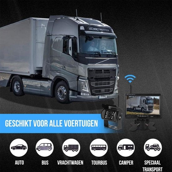 Ensemble de caméra de recul Strex sans fil - Écran 7" - Vision nocturne 18LED 15m - IP67 étanche - Caméra de recul - Convient pour tous types de véhicules