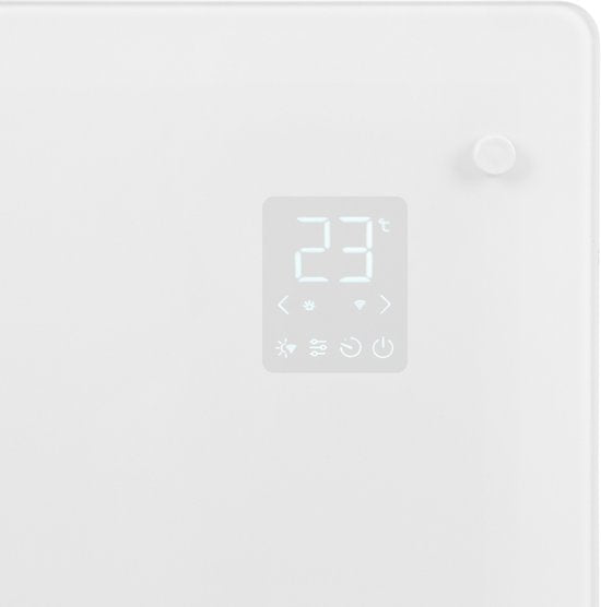 VONROC Chauffage électrique de luxe - Convecteur avec panneau en verre - 1250W/2500W- Chauffe les pièces jusqu'à 30m2 - Contrôlé par l'application (via Wifi) et manuellement - Thermostat et minuterie réglables - Blanc