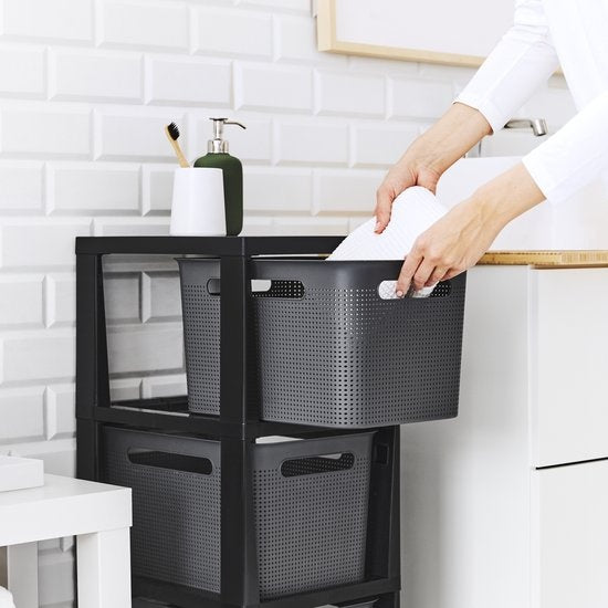 Rotho Tower Brisen - Meuble à tiroirs 3 x 16L avec roulettes - Anthracite