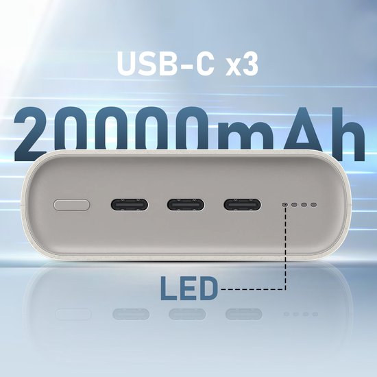 Batterie externe Samsung à charge rapide 45 W - 3 ports USB-C - 20 000 mAh - Beige