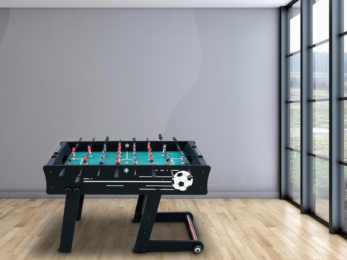 Cougar Scorpion Kick Football Table pliable en noir - Baby-foot avec 2 balles et compteur de score - Baby-foot d'intérieur 126x61x80cm