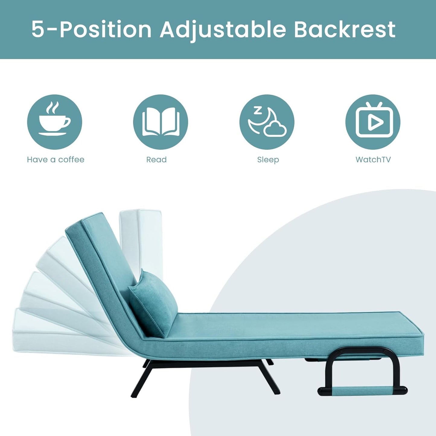 Fauteuil-lit 3-en-1 WOLTU - Lit d'appoint - Bleu - 65 x 75 x 78 cm