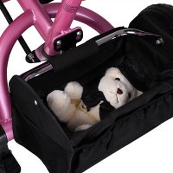 Vélo/tricycle enfant - Rose - Barre de poussée - toit pliant - repose-pieds pliant - panier inclus
