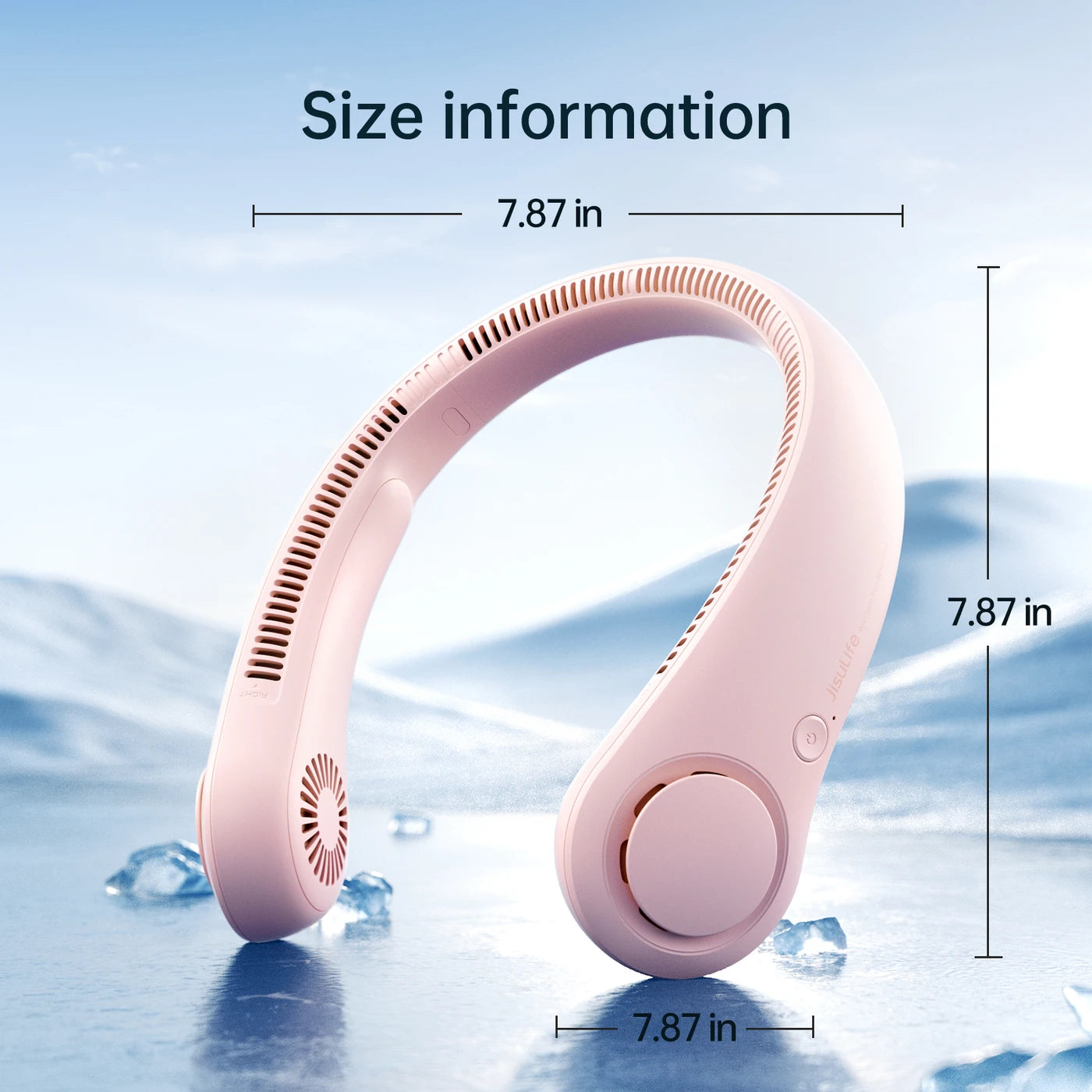 Ventilateur de cou Jisulife Life 3 - Rose - Sans pales - 5 vitesses - 4 000 mAh - Jusqu'à 16 heures - 78 ouvertures d'aération - 253 g