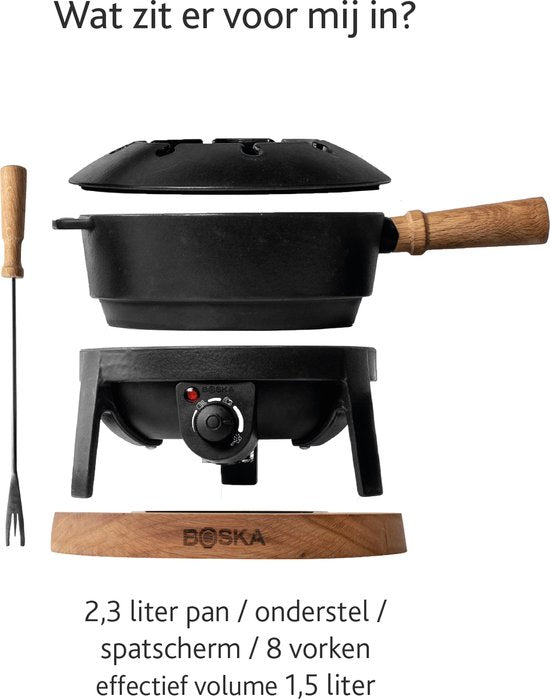 Set à fondue électrique Boska Pro - Pour tout type de fondue - 8 personnes - Fonte élégante - Cordon extra long