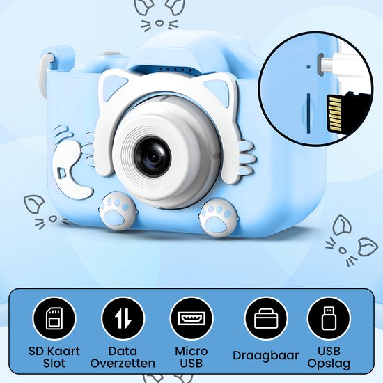 Bambini Kids' Camera - Appareil photo numérique pour enfants - Appareil photo numérique - Appareil photo pour enfants - 1080P HD - Bleu