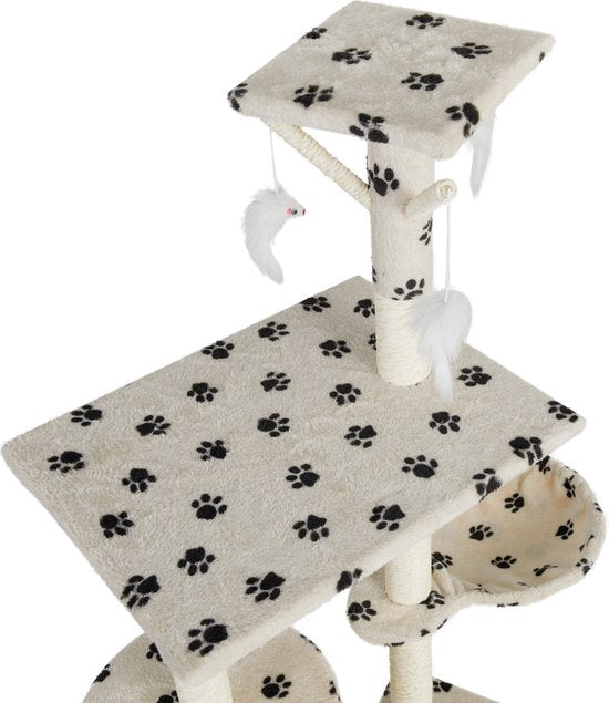 Lifa Living griffoir - Arbre à chat - Griffoir pour chat - 42x60x138.5 cm - crème/noir
