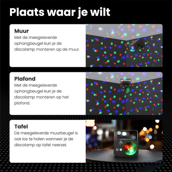 Auronic LED Disco light - Party laser - Kids - Party lighting - Disco light - Remote control and Music controlled - 3 Meter cable